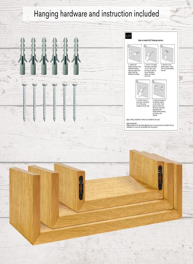 ILOT 100% Solid Wood Floating Shelves Perfect for Bathroom Décor Set of 3 Wooden Wall Shelves for Bedroom Living Room Kitchen Simple Minimalist Home Décor - Image 5